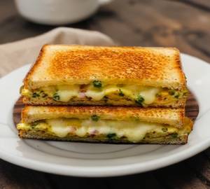 Creamy Cheese Bread Omelette [ Eggs With 2 Bread]