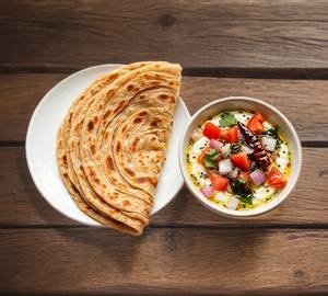 2 Plain Paratha With Dahi Tadka