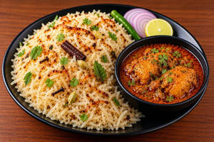Bagara Rice With Chicken Curry