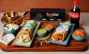 Malai Chaap Roll + Chaap Butter Masala Roll + 2 Coke (250 Ml)