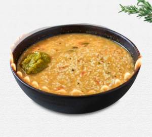 Rasam Rice With Pickel And Flames