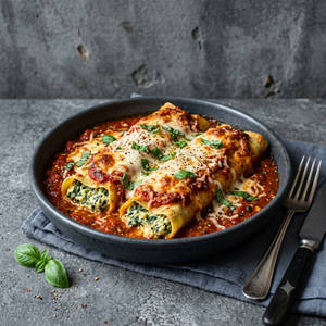 Spinach And Cheese Stuffed Cheesy Cannelloni