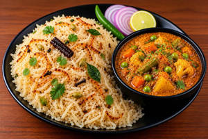 Bagara Rice With Mix Veg Curry