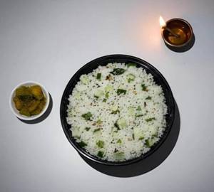 Cucumber Coconut Rice With Pickle And Flames
