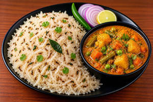 Jeera Rice With Mix Veg Curry