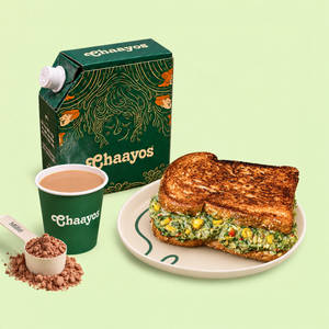 Protein Chai with Spinach Corn Cheese Sandwich