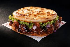 Crispy Baked Teriyaki Chicken Paratha Burger