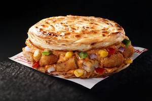 Crispy Baked Chicken Chipotle Paratha Burger