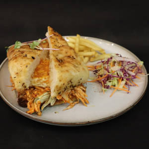 Harissa Pulled Chicken & Fried Egg Sandwich