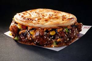 Crispy Baked Chicken Teriyaki Paratha Burger