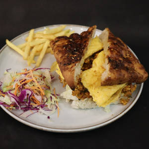 Chicken Kheema & Fried Egg Sandwich