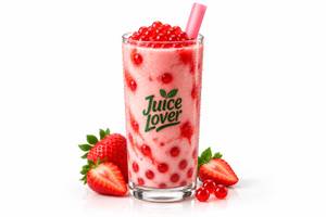 Strawberry Popping Boba Milkshake (300 Ml)