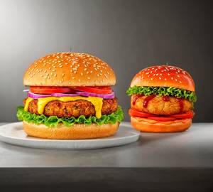 Aloo Tikki Burger + Crunchy Masala Burger