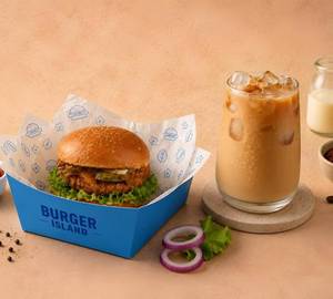 Aloo Tikki Burger (Aloo Tikki Burger) With Drink (Cold Coffee (Classic Cold Coffee))