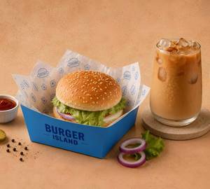 Veg Burger (Veggie Burger) With Drink (Cold Coffee (Classic Cold Coffee))