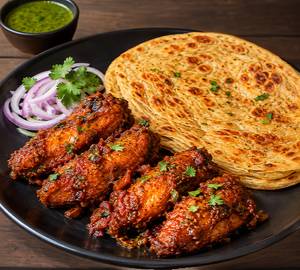 4 Piece Chicken Wings Masala With 2 Paratha