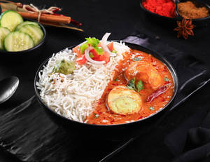 NH1 Dhaba Egg Curry [Steamed Rice] Bowl.