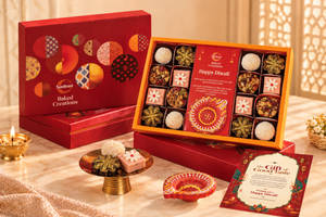 Assorted Truffles & Fusion Mithai Gift Hamper (16 pcs & 2 Diyas)