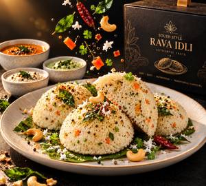 Rava Idli – 3 Pc With Coconut Masala Chutney
