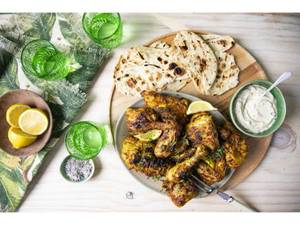 BBQ Feast — BBQ Chicken 1/4 + Roti + Naan + Dip