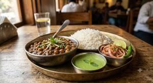 Pindi Choley +Steamed Rice +Chutney +Masala Pyaaz