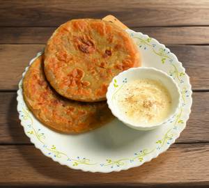 Butter aloo paratha with curd [2 pieces]