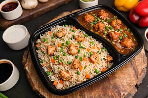 Chicken Fried Rice With Chicken Manchurian Gravy