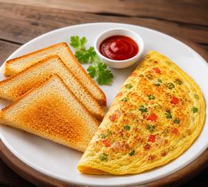 Classic double egg omelette with  toast