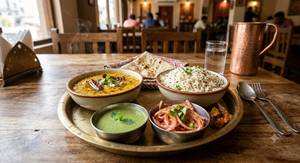 Dal Tadka +Jeera Rice +Chutney +Masala Pyaaz