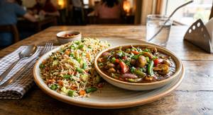Chilly Mushroom(Gravy) + Fried Rice