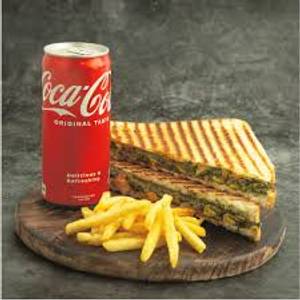 Veg Grilled Sandwich with Coke Soft Beverage and Fries