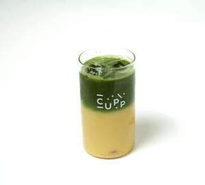 Iced mango matcha latte