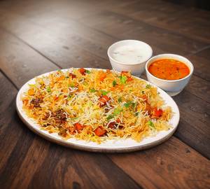 . Paneer Veg Biryani With Salan, Raita, Salad & Chutney