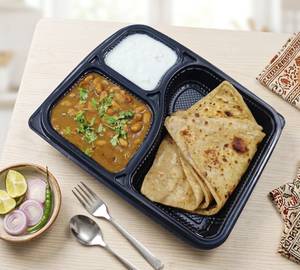 3 Desi Ghee Triangle Paratha With Rajma Masala And Curd