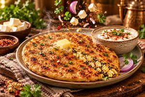 Punjabi Paneer Paratha With Masala Yogurt  – 1 Pc