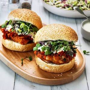 Chicken Salami Burger with Coleslaw