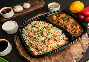 Chicken Fried Rice With Chilli Chicken Gravy