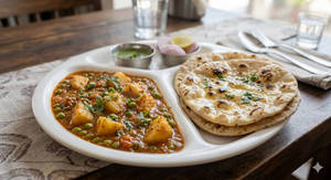 Aloo Matar With 3 Butter Roti