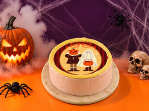 Halloween Spooky Duo Pineapple Photo Cake - 500Gm