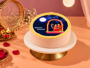Karwa Chauth Special Pineapple Photo Cake - 500Gms