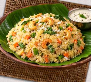 Home Made Ghee Upma With Papadam