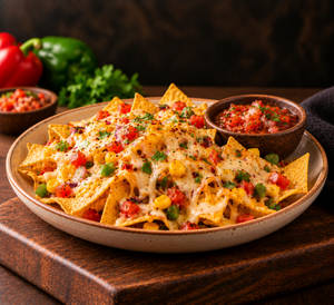 Veggie Cheese Nachos With Salsa Dip