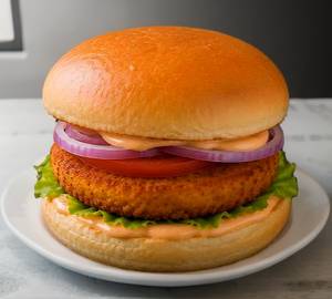 Aloo Tikki Chipotle Mayo Burger