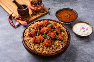 Dindigul Chicken 65 (boneless) Biryani (seeraga Samba Rice)