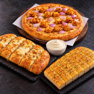 Paneer Pizza + Garlic Bread Duo