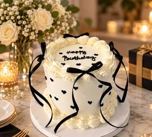 Black Ribbon Designer Cake