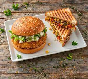 Veggie Sandwich and Crispy Veg Burger