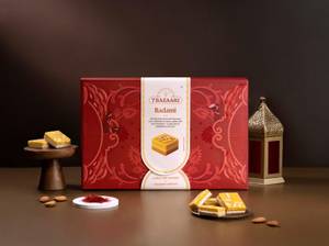 Badami Saffron Almond Barfi (Box of 12 Pieces)