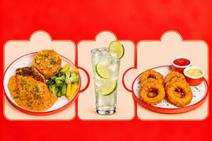 Herb-grilled Paneer + Fresh Lime Soda + Onion Rings