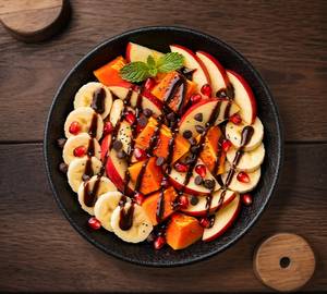 Choco Fruit Blast Bowl 99 - Fresh Apple Banana Papaya Anar + Chocolate + Choco Chips | Healthy |